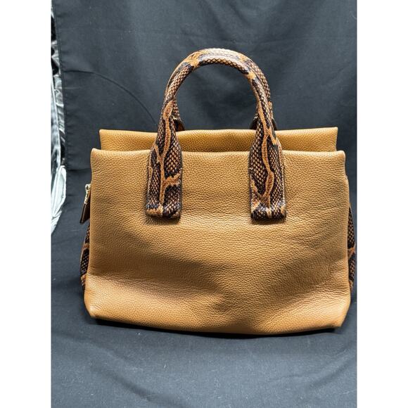 Michael Kors Python Embossed Satchel Bag Leather Acorn NWT Brown Office Tote - Picture 5 of 16